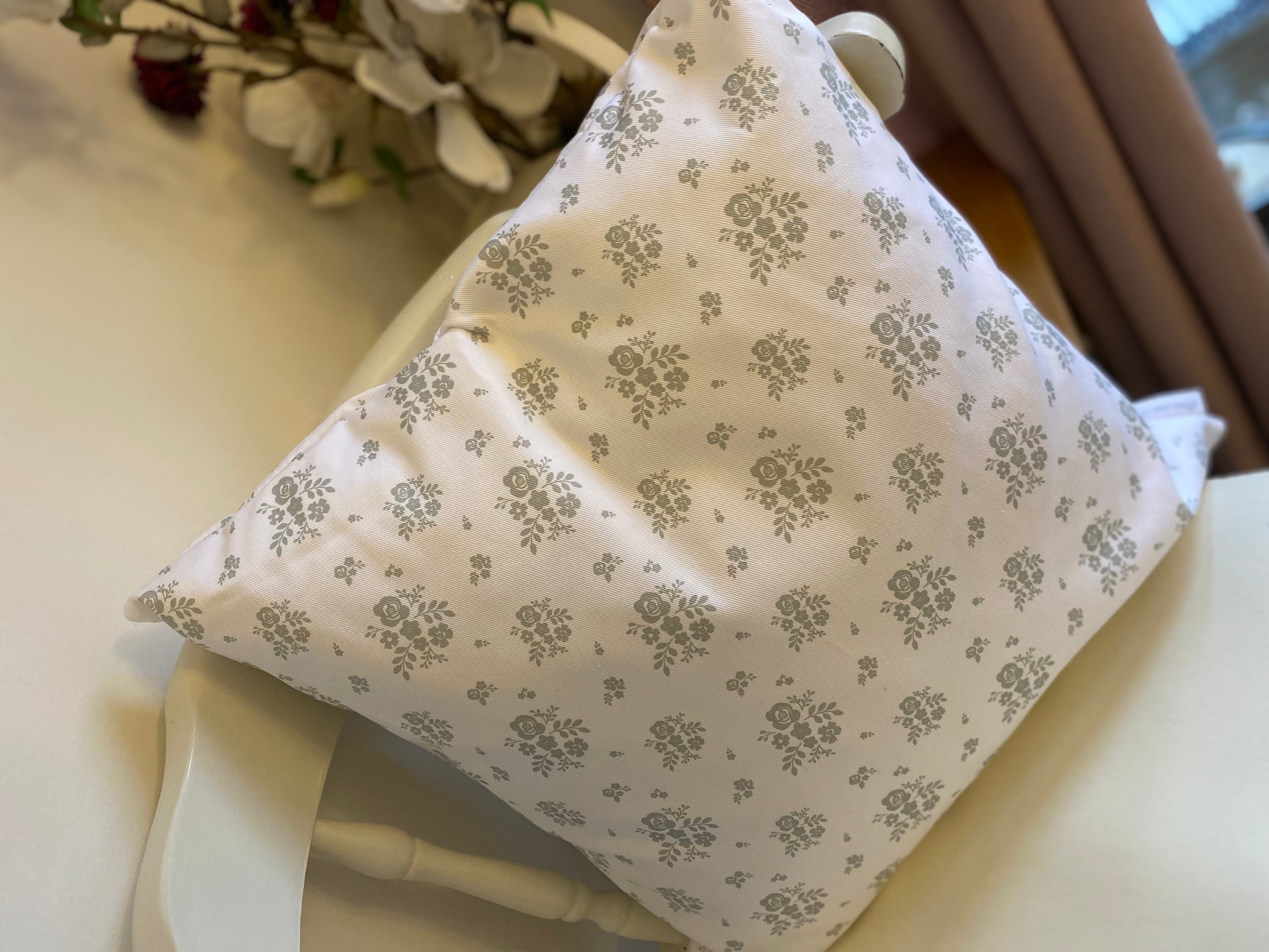 Cushion Cover - Linen and Rose - Damson Fog on white - 45cm