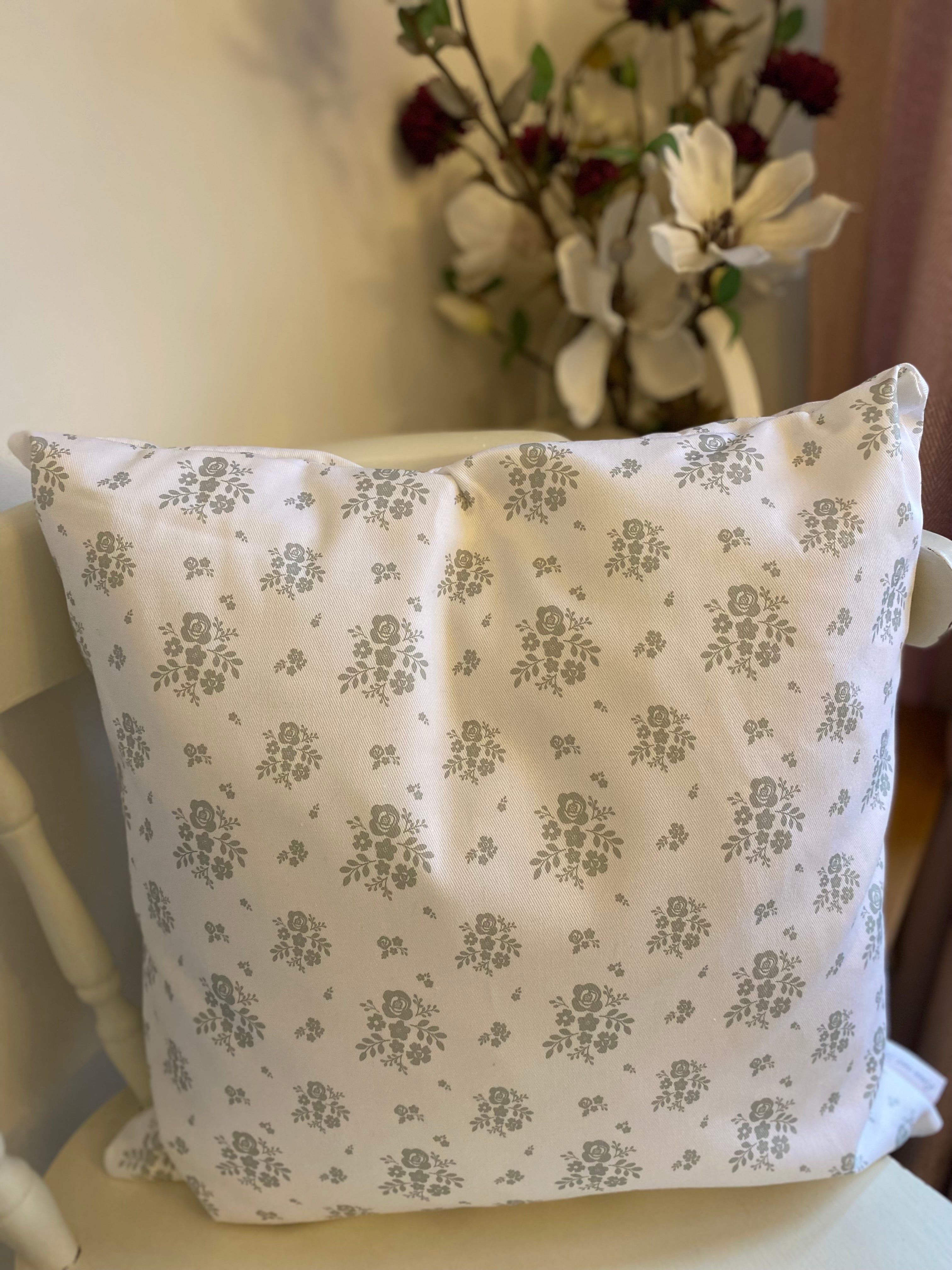 Cushion Cover - Linen and Rose - Damson Fog on white - 45cm