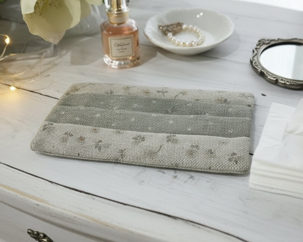 Pocket Tissue cover - Linen and Rose Ditsy Parsnip on natural