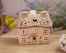 Load image into Gallery viewer, Cottage Wax Burner - pretty pink thatched cottage
