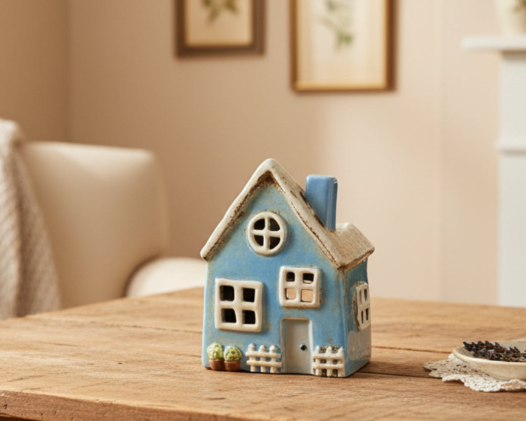 Wax Burner - pretty blue cottage