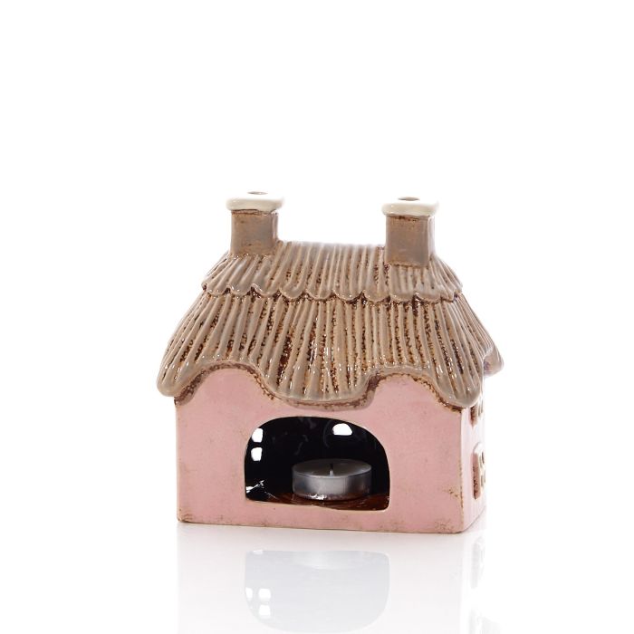 Pink Cottage Tea Light holder with trees