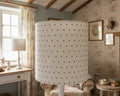 Lampshade - Linen & Rose - Dotty Foxglove on white linen 15cm Drum