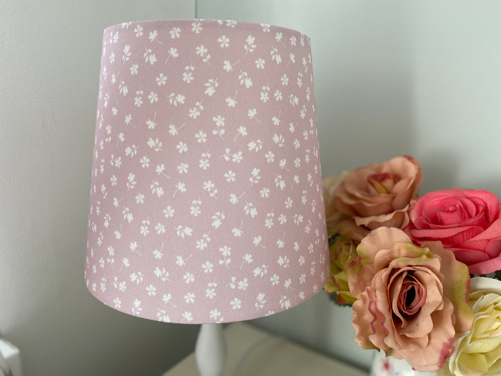 Empire Lampshade - Linen & Rose -  Ditsy Primrose Pink on White Cotton - 20cm Empire