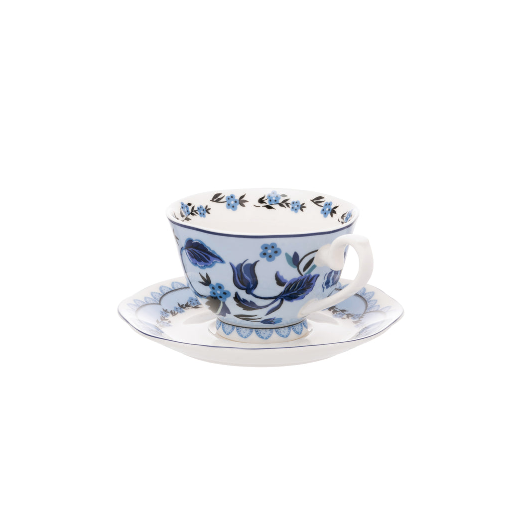 Cath Kidston - China Tea Cup & Saucer - Strawberry Garden Blue