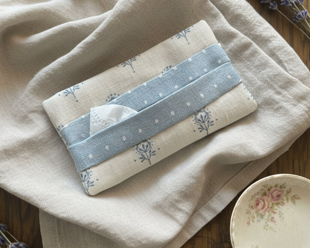 Pocket Tissue cover - Peony & Sage Ottillie Blue