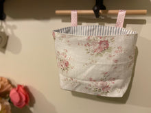 Load image into Gallery viewer, Hanging Fabric Basket - Peony and Sage Hattie and Duck Egg Stripe
