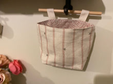 Load image into Gallery viewer, Hanging Fabric Basket - Peony and Sage India and Star Stripe fully reversible
