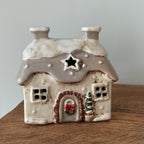 Christmas Cottage Tea Light holders - Natural or Red