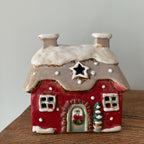Christmas Cottage Tea Light holders - Natural or Red