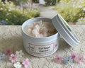 Hand poured Tin Candle with Wax flower - Cottage Garden