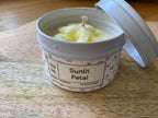 Hand poured Tin Candle with wax flower - Sunlit Petal