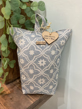 Load image into Gallery viewer, Doorstop - Peony &amp; Sage Bolonia Lisbon Blue linen
