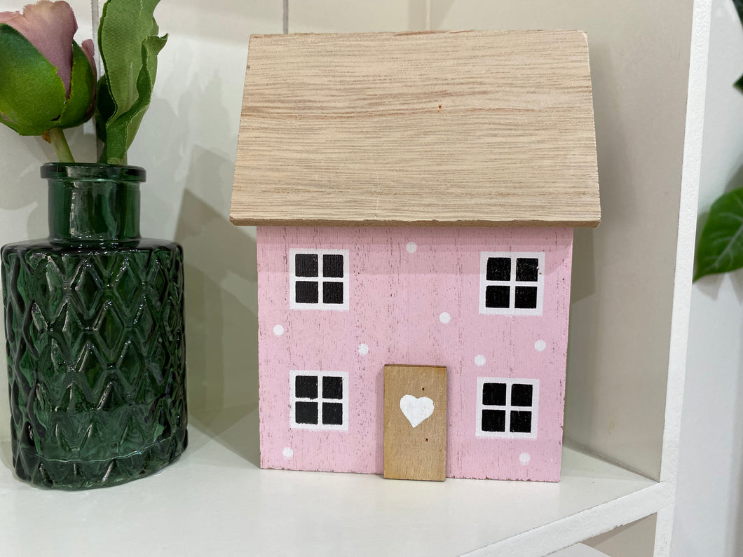 Pretty Pink polka dot House - Wood