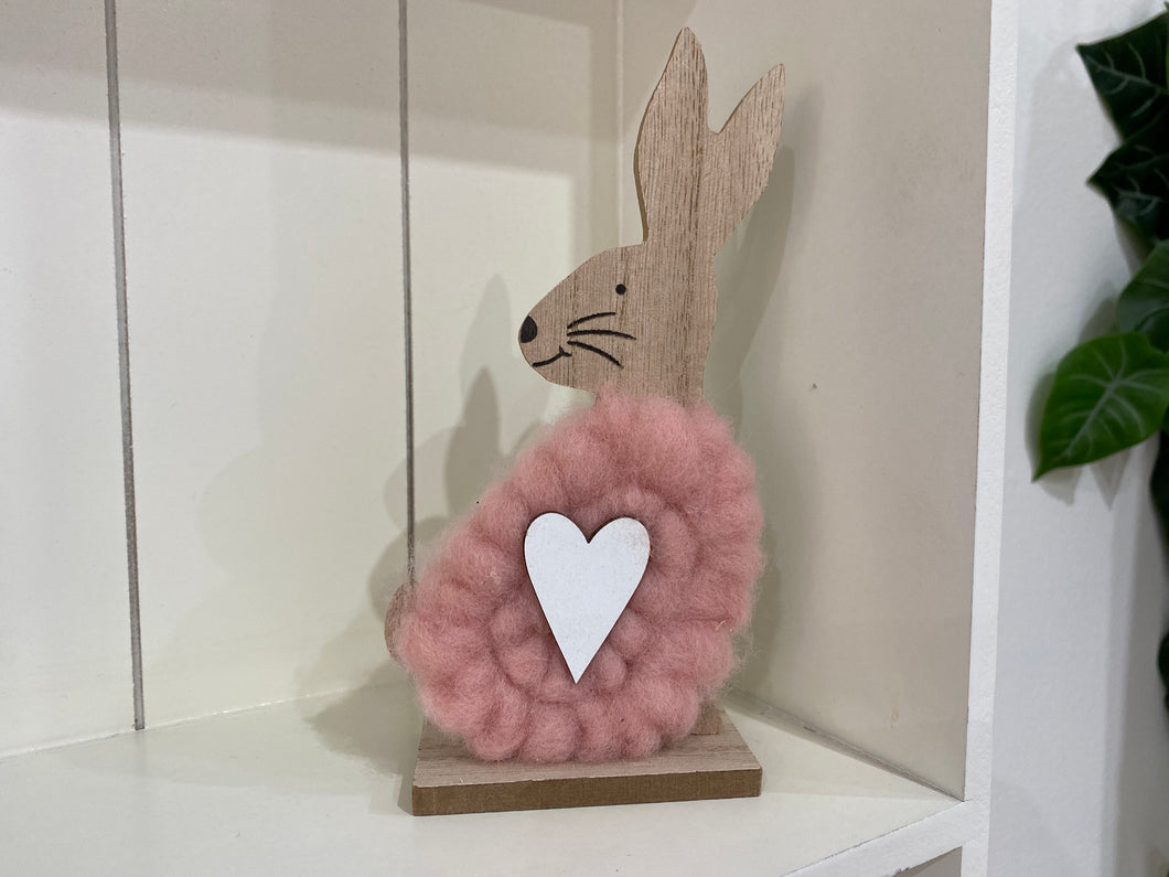 Pretty Pink Fluffy Rabbit - Wood
