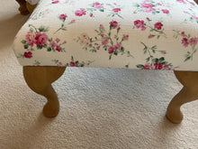 Load image into Gallery viewer, Footstool - Swaffer Bethan Pinks on white with Queen Anne legs
