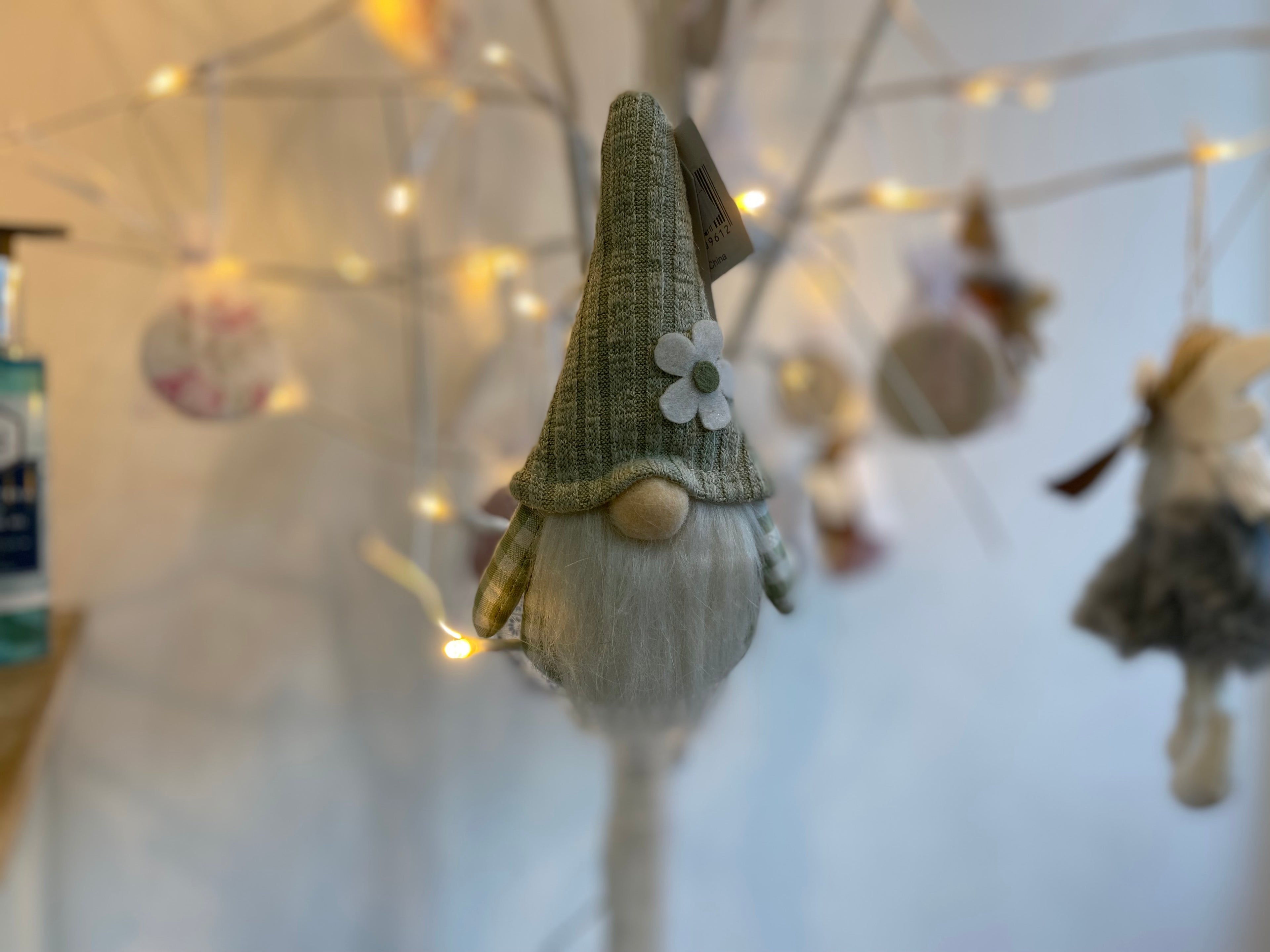 Pretty Gingham hanging Gonk - Duck egg blue