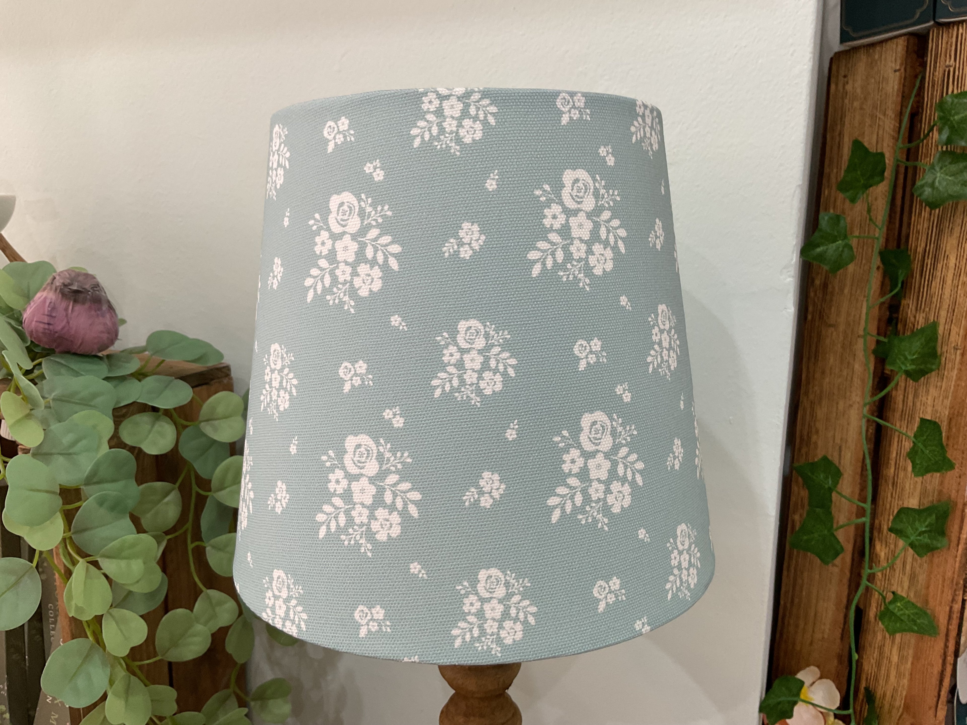 Empire Lampshade - Linen & Rose Damson Duck Egg - 20cm Empire