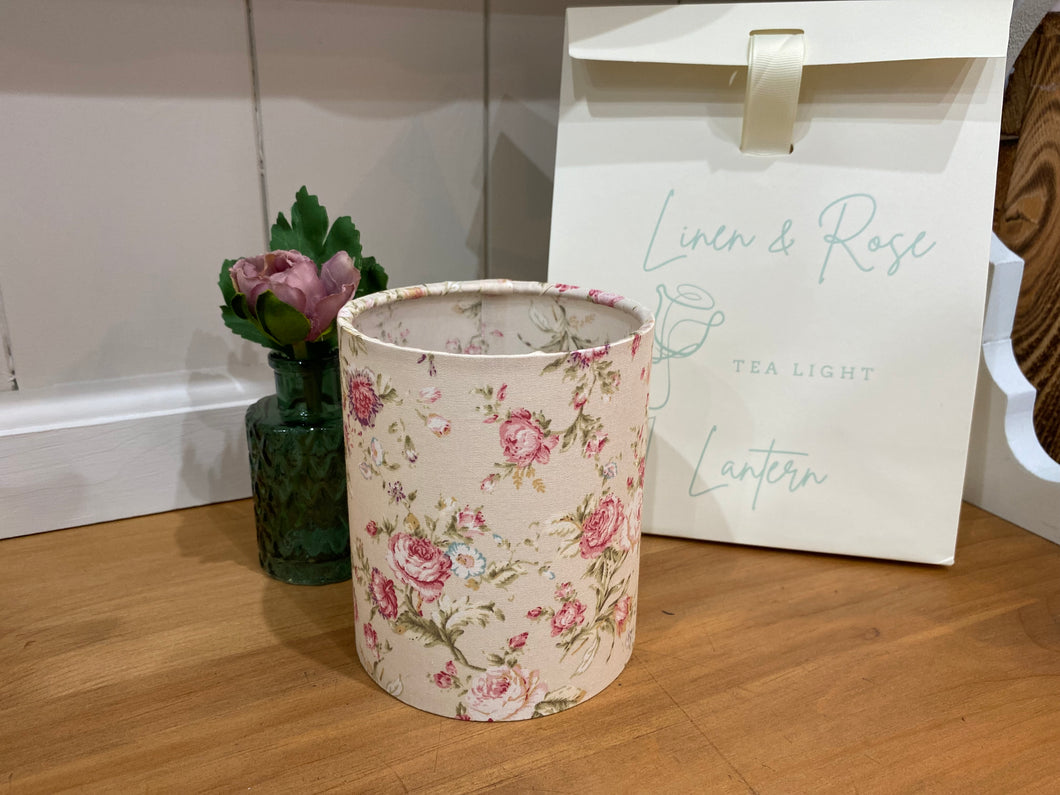 Lantern - Rose and Hubble - Cream Pink Rose bush - Free Gift Box