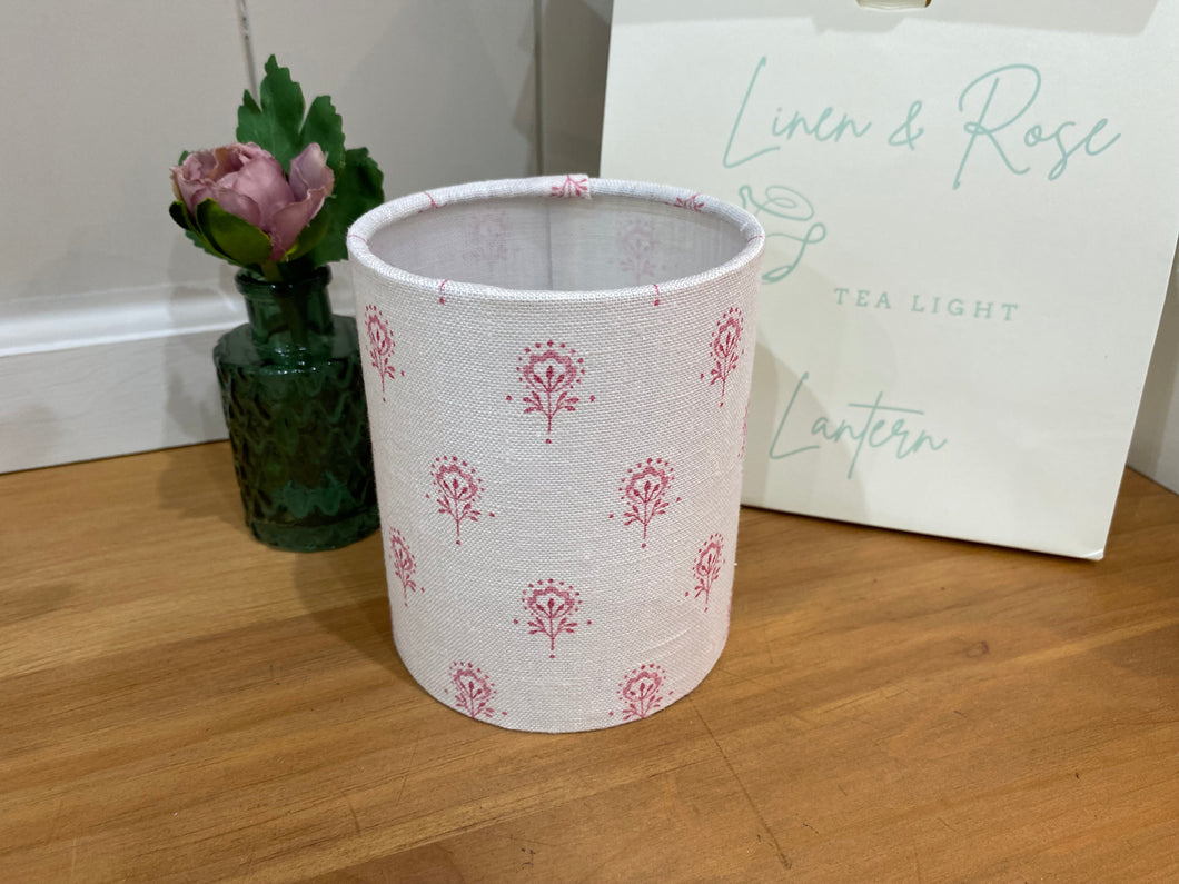 Lantern - Peony and Sage - Ottillie pink linen pretty floral - Free Gift Box