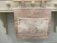 Load image into Gallery viewer, Wall Hanging Fabric Basket - Peony and Sage Mathilde &amp; Chevron linen
