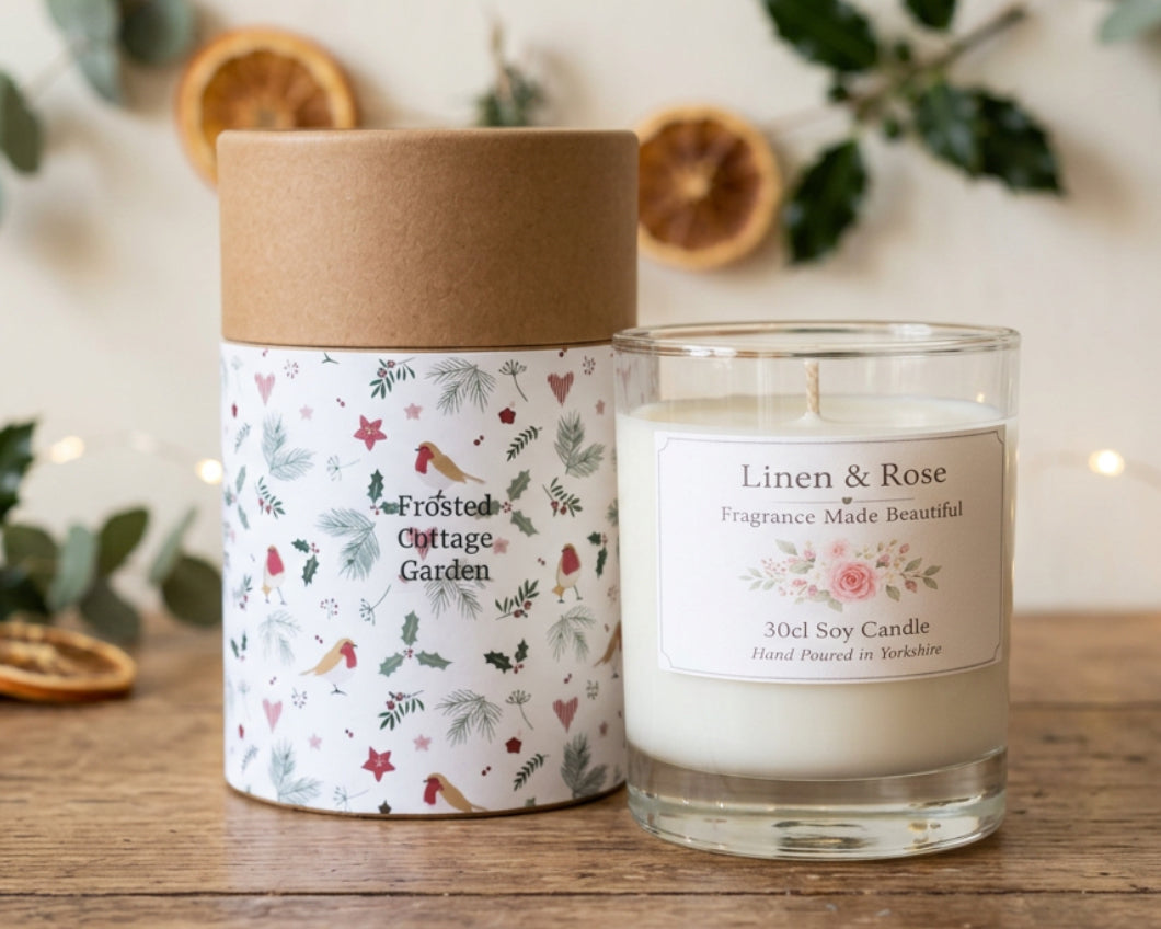 Glass Candle 30cl - Frosted Cottage Garden