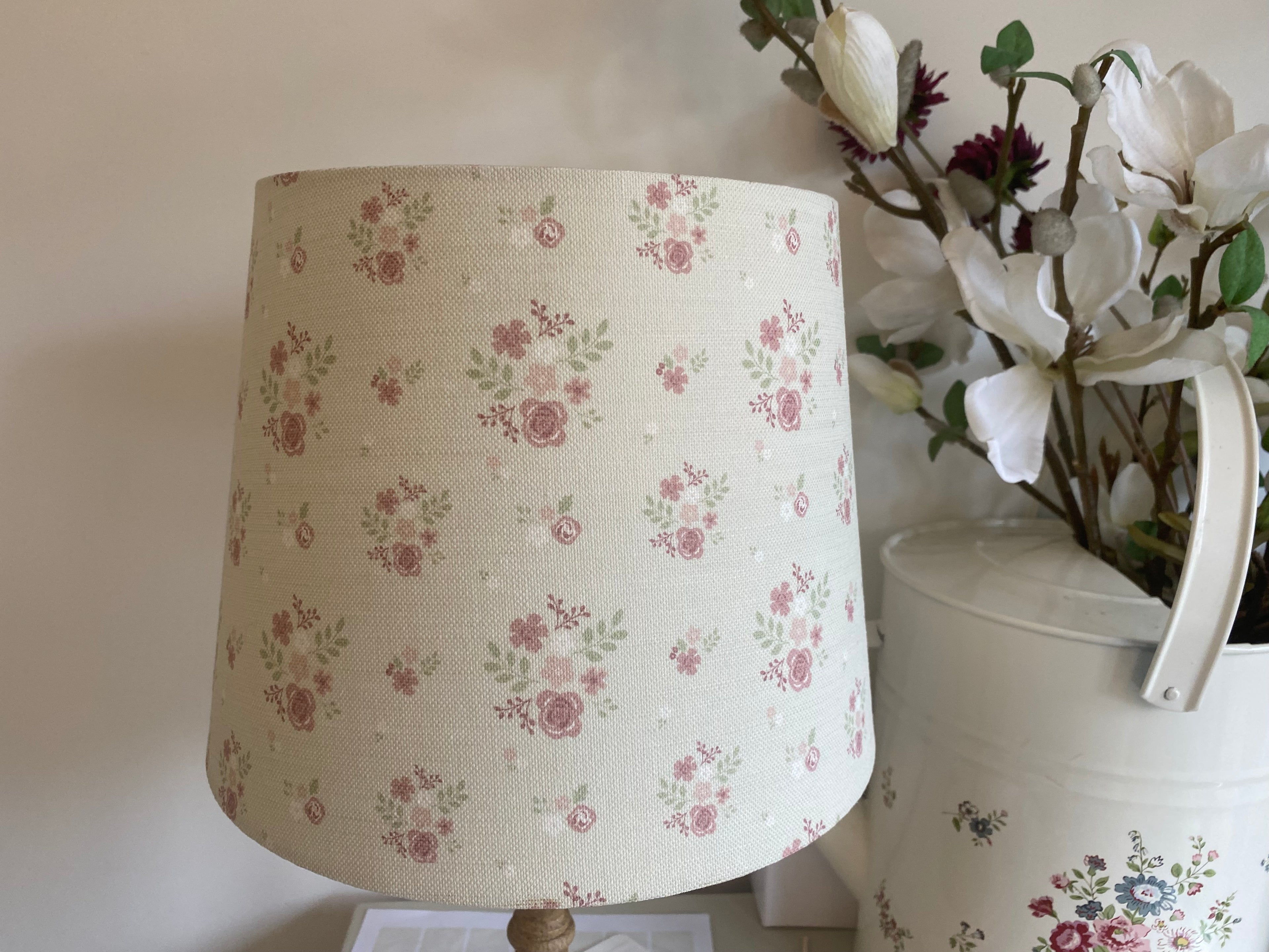 Empire Lampshade - Linen and Rose - Vintage Damson Cream -  25cm