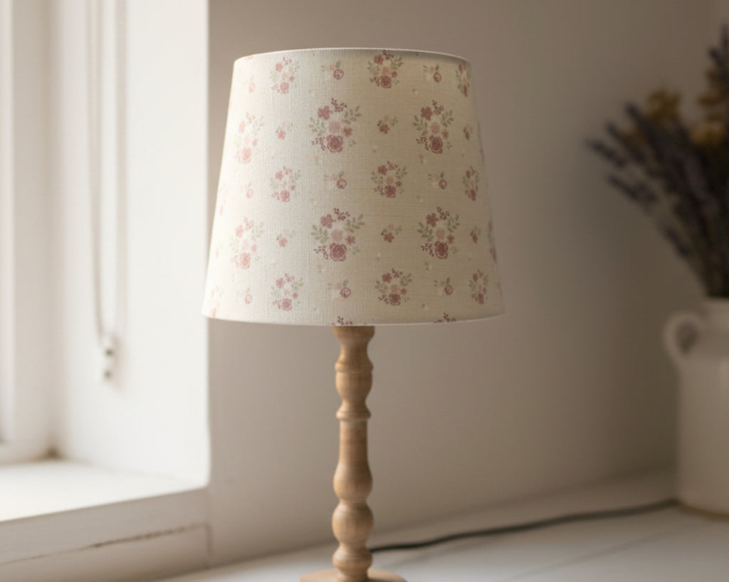 Empire Lampshade - Linen and Rose - Vintage Damson Cream -  25cm
