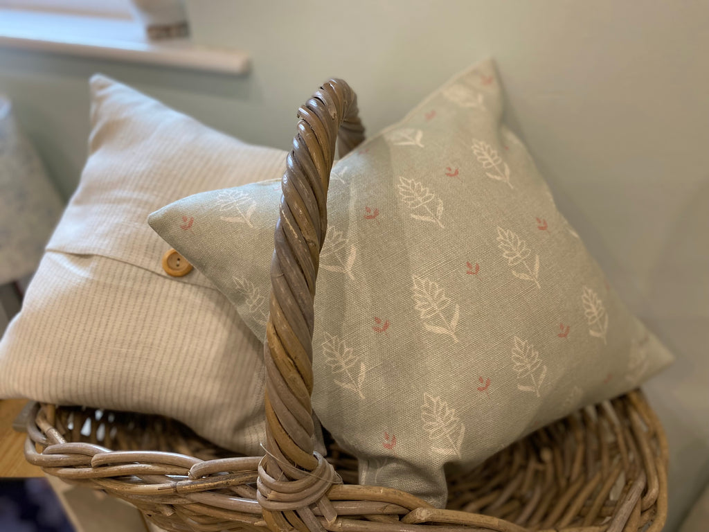 Cushion Cover - Sarah Hardaker Amelie duck egg and pink - 32cm x 32cm