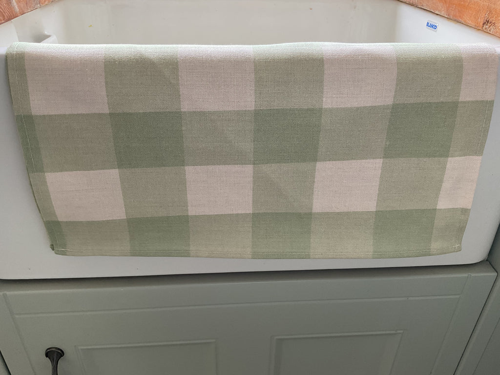 Tea Towel - Peony and Sage - Sagey green check large