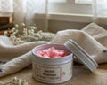 Hand Poured Tin candle with wax flower - Secret Blossom