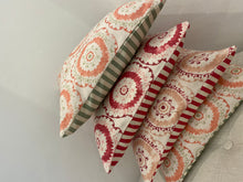 Load image into Gallery viewer, Cushion Cover - Peony and Sage - Suzanni Sand Pink and deep red  - 36cm x 36cm
