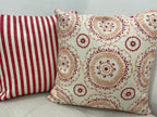 Cushion Cover - Peony and Sage - Suzanni Sand Pink and deep red  - 36cm x 36cm