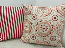 Load image into Gallery viewer, Cushion Cover - Peony and Sage - Suzanni Sand Pink and deep red  - 36cm x 36cm
