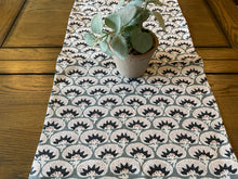 Load image into Gallery viewer, Table Runner - Peony and Sage - Laguna - Steel Blue, navy and pink
