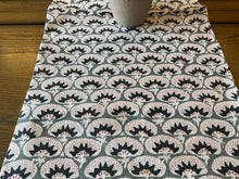 Load image into Gallery viewer, Table Runner - Peony and Sage - Laguna - Steel Blue, navy and pink
