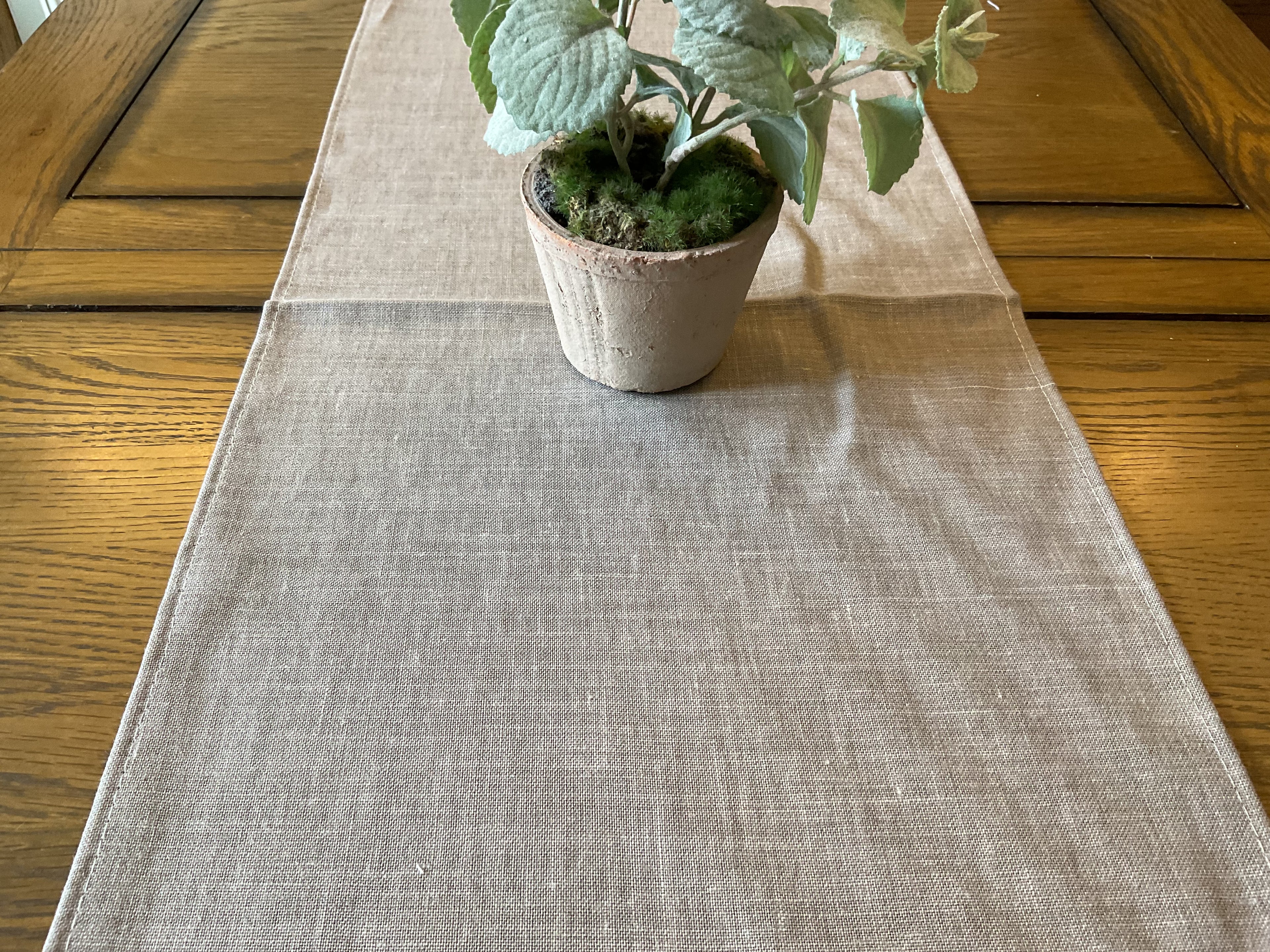 Table Runner - Peony and Sage - Gorgeous Truffle linen