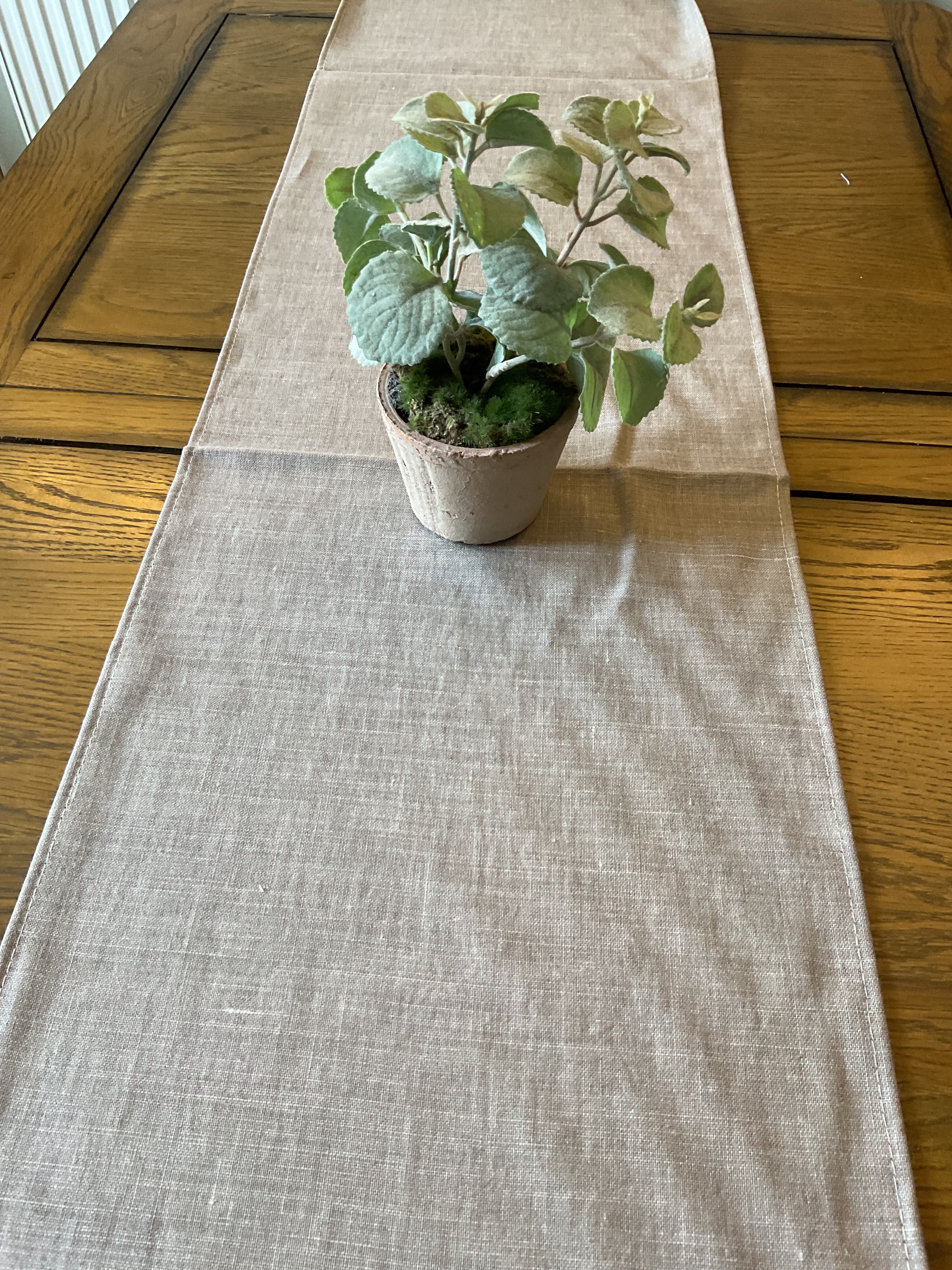 Table Runner - Peony and Sage - Gorgeous Truffle linen