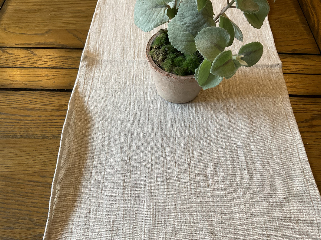 Table Runner - Peony and Sage - Gorgeous plain Dune linen