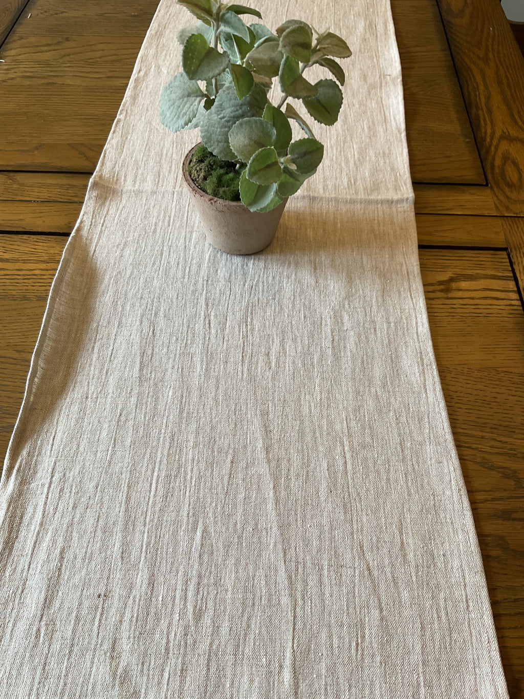 Table Runner - Peony and Sage - Gorgeous plain Dune linen