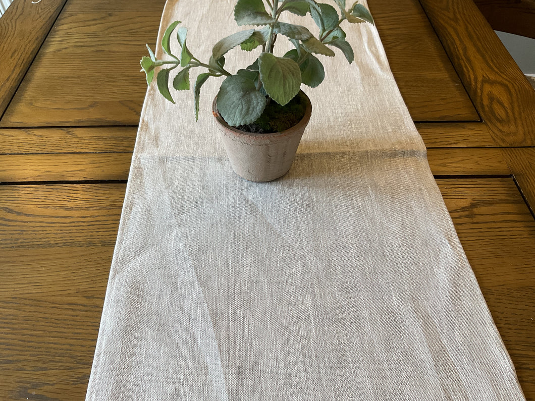 Table Runner - Peony and Sage - Dune linen Stone