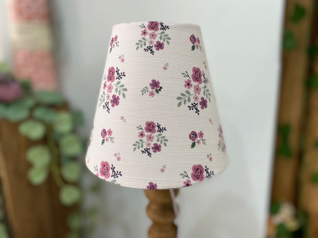 Candle Clip Lampshade - Damson linen - Multi on white