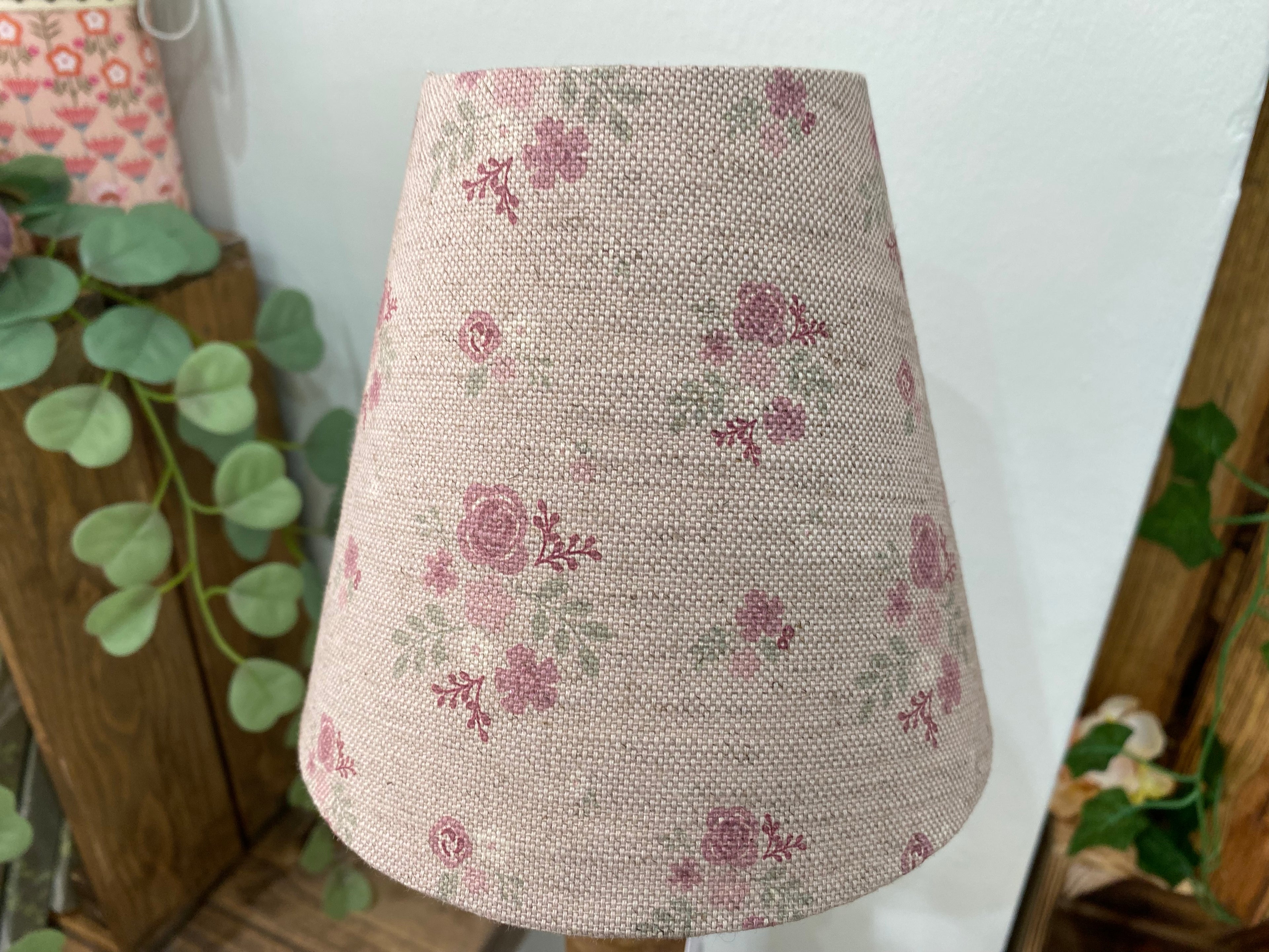 Candle Clip Lampshade - Damson natural linen - Multi