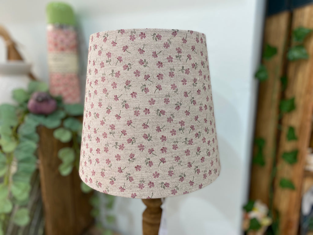 Empire Lampshade - Linen & Rose -  Ditsy Pinks on natural linen - 20cm Empire
