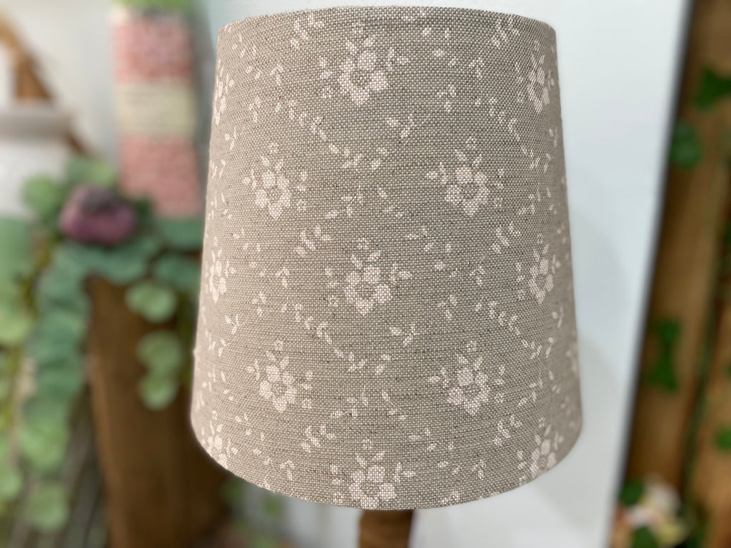 Empire Lampshade - Linen & Rose -  Emilia Fog on natural linen - 20cm Empire