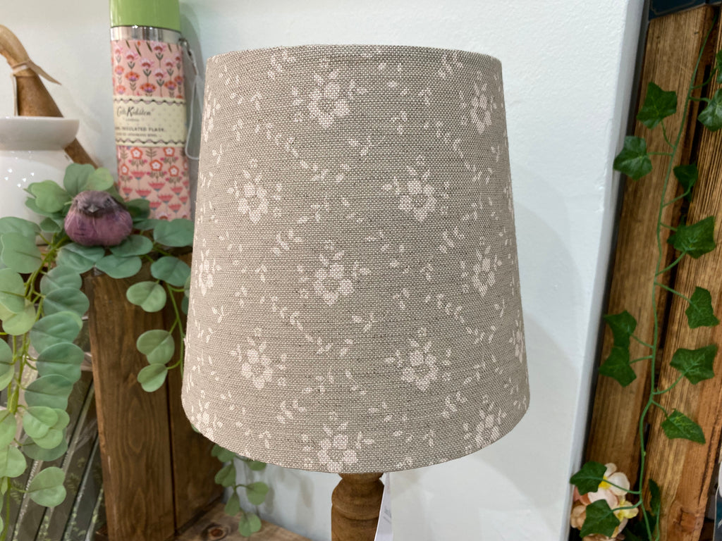 Empire Lampshade - Linen & Rose -  Emilia Fog on natural linen - 20cm Empire