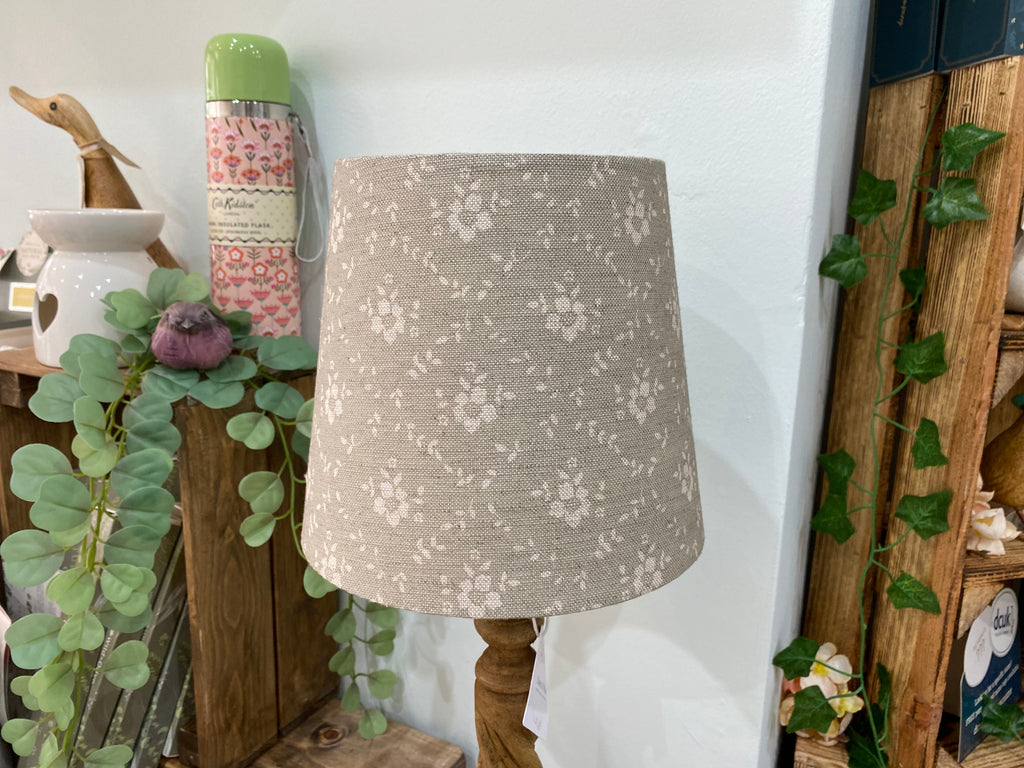 Empire Lampshade - Linen & Rose -  Emilia Fog on natural linen - 20cm Empire