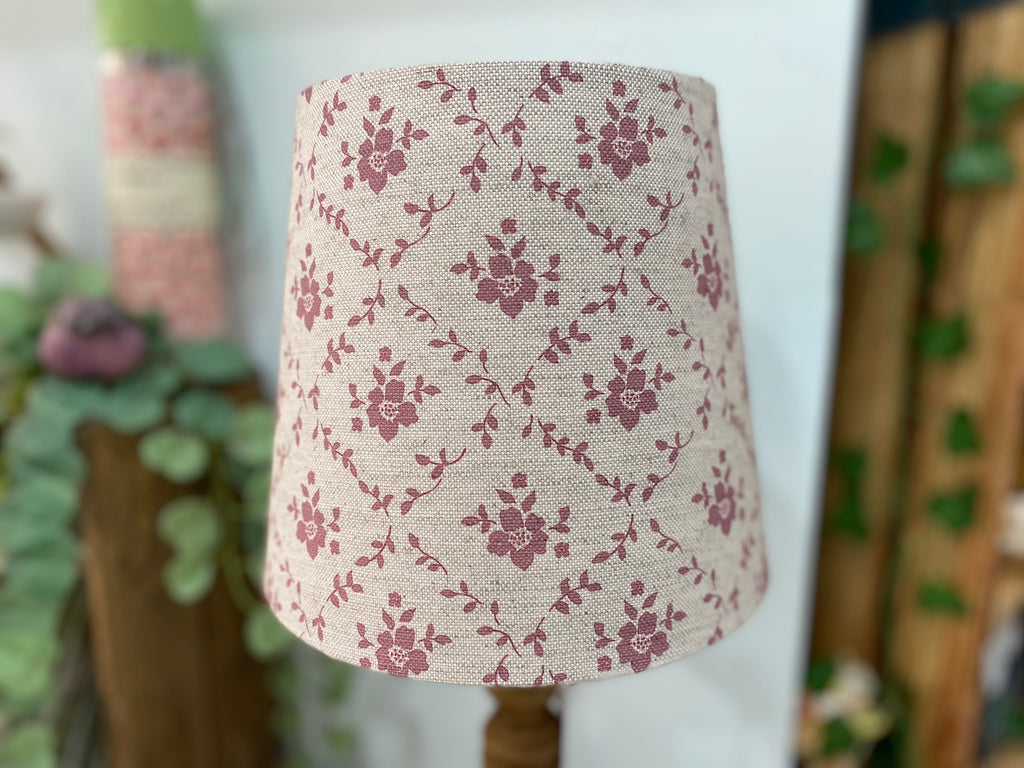 Empire Lampshade - Linen & Rose -  Emilia Foxglove on natural linen - 20cm Empire