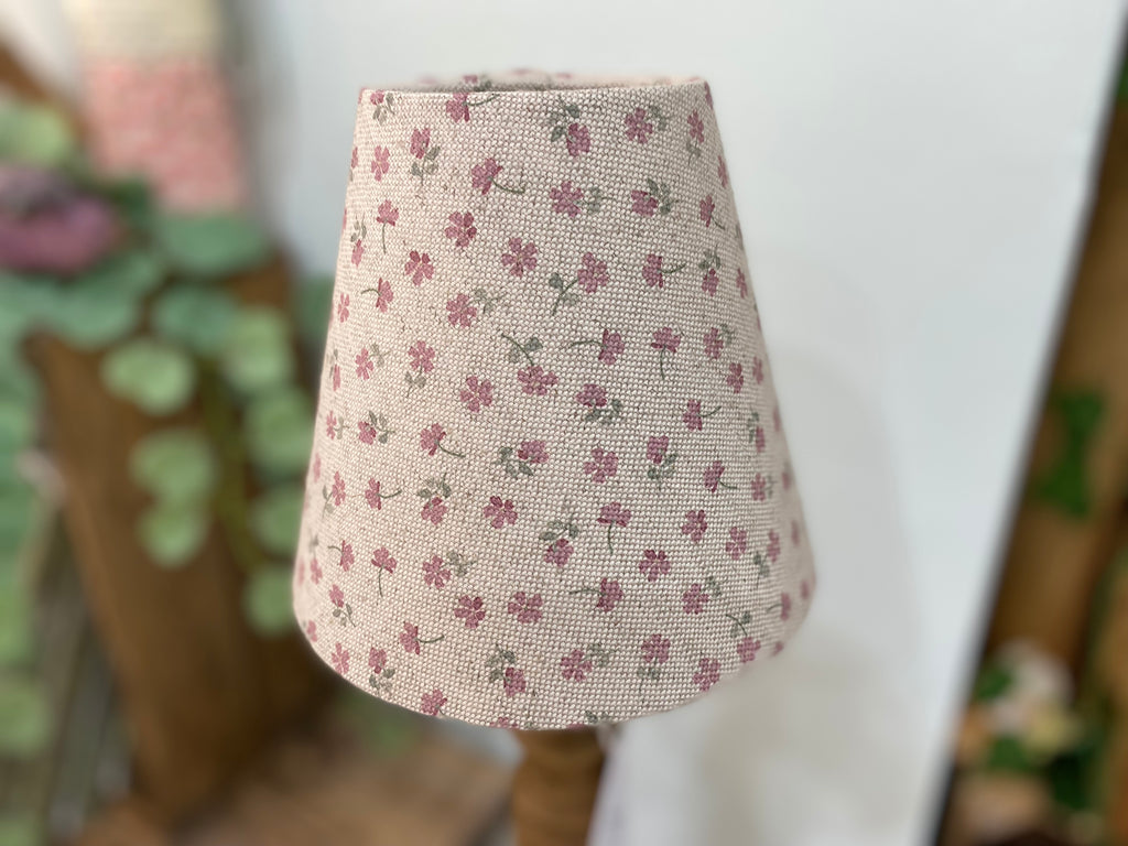 Candle Clip Lampshade - Ditsy natural linen - Pinks