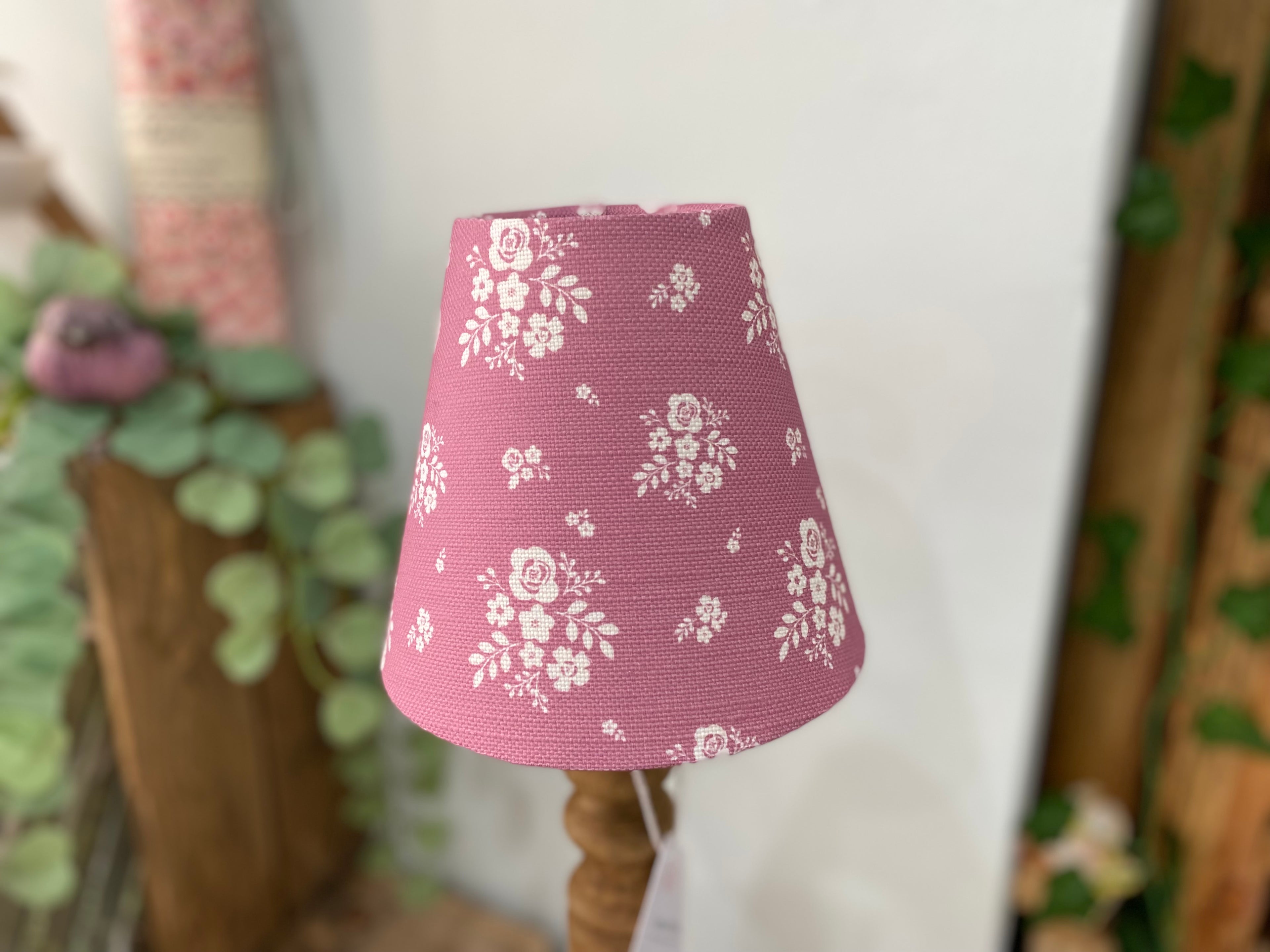 Candle Clip Lampshade - Damson linen - Deep Rose pink
